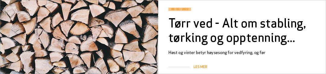 Ramme med link til artikkel om Tørr ved, salt om stabling, tørking og opptenning