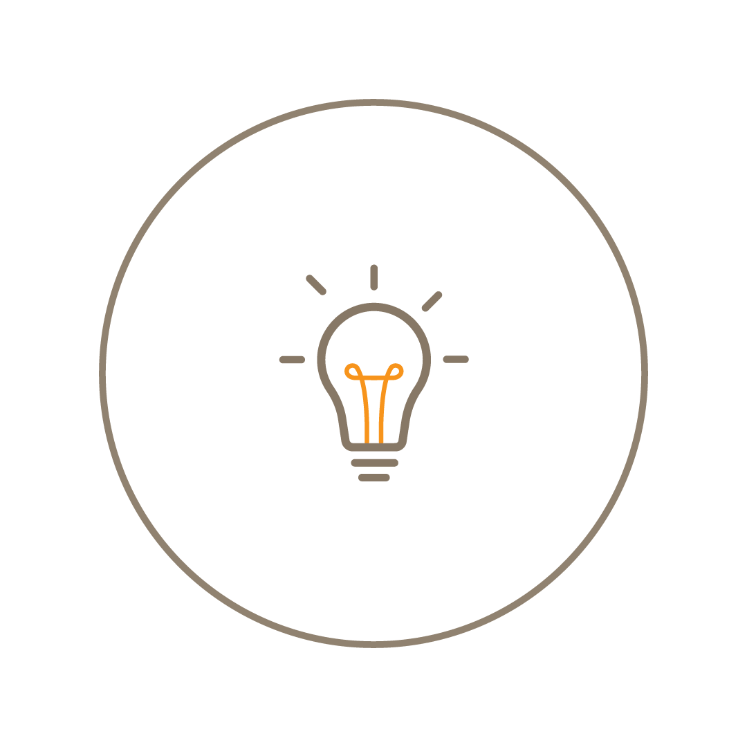 Ikon av lyspære som symboliserer nyttige tips ved valg av peis