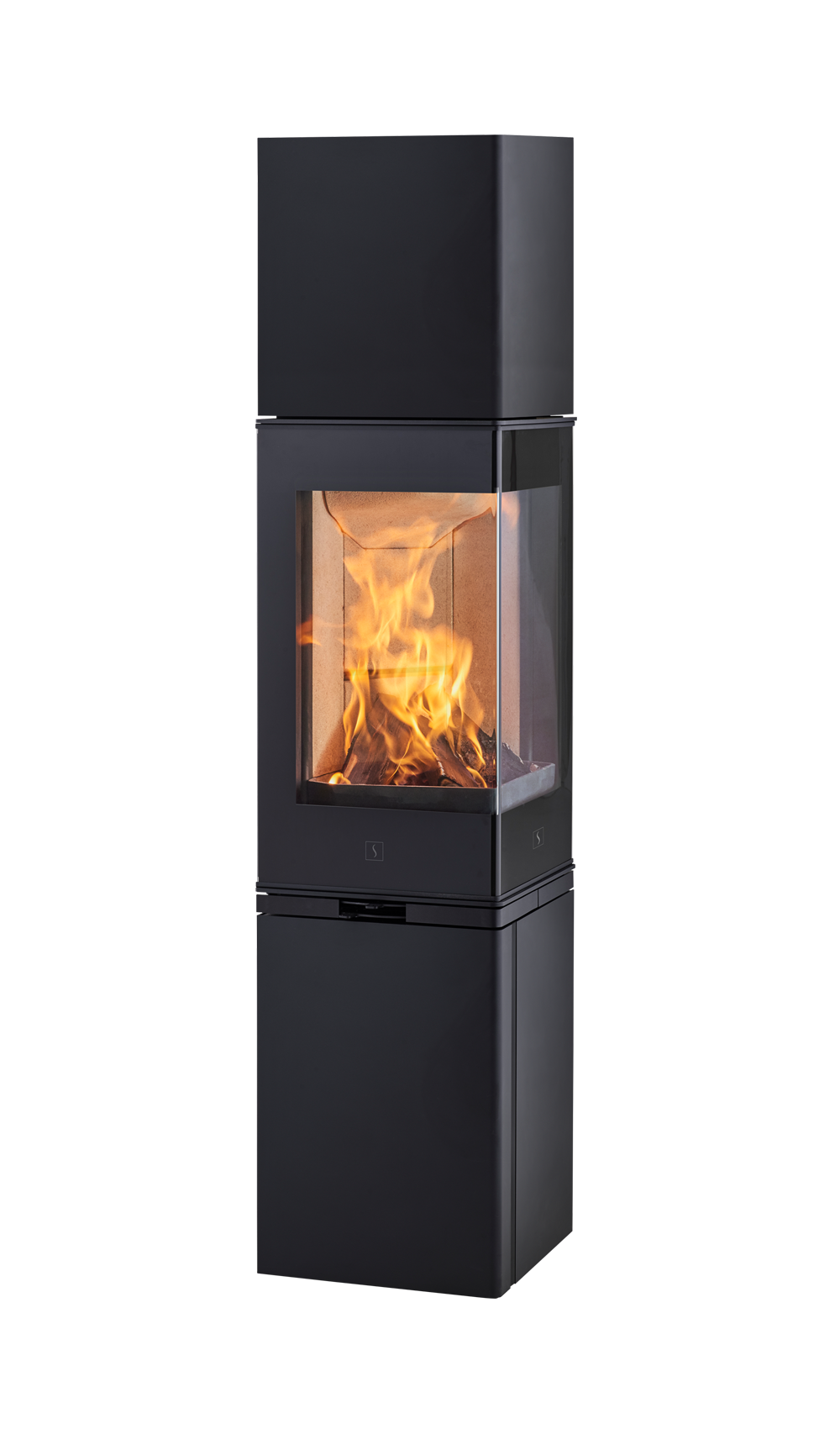 Høy vedovn Scan 80-4 High Top i dansk design med dør i sokkelen