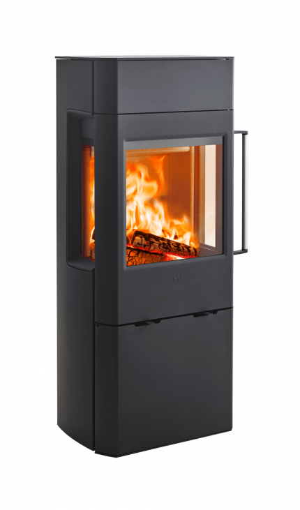 Mellomstor stilren vedovn Scan 41-2 med frontglass og sideglass