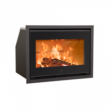 Peisinnsats Scan 1005 innebygd peis stilren med sort glassfront og bredt innsyn til flammene