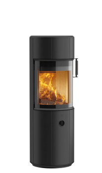 Rund vedovn Scan 67-1300 med sort håndtak på høyre side