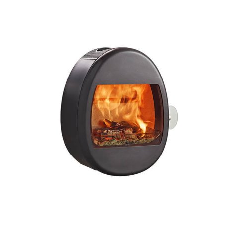 Sort vegghengt vedovn Scan 66-1 med eggeform