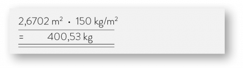Illustrasjon av regnestykke for gulvets bæreevne, med konkrete tall